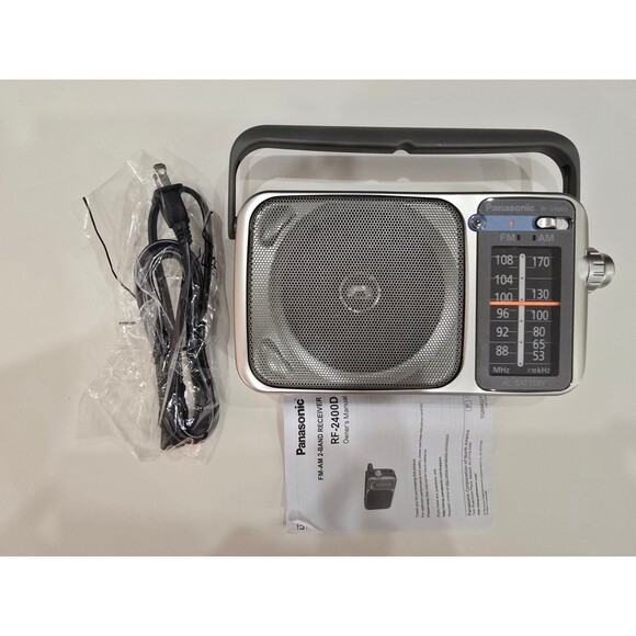 Panasonic RF-2400D AM/FM Portable Radio, Battery, AC Powered - Silver - Tested - Picture 2 of 4